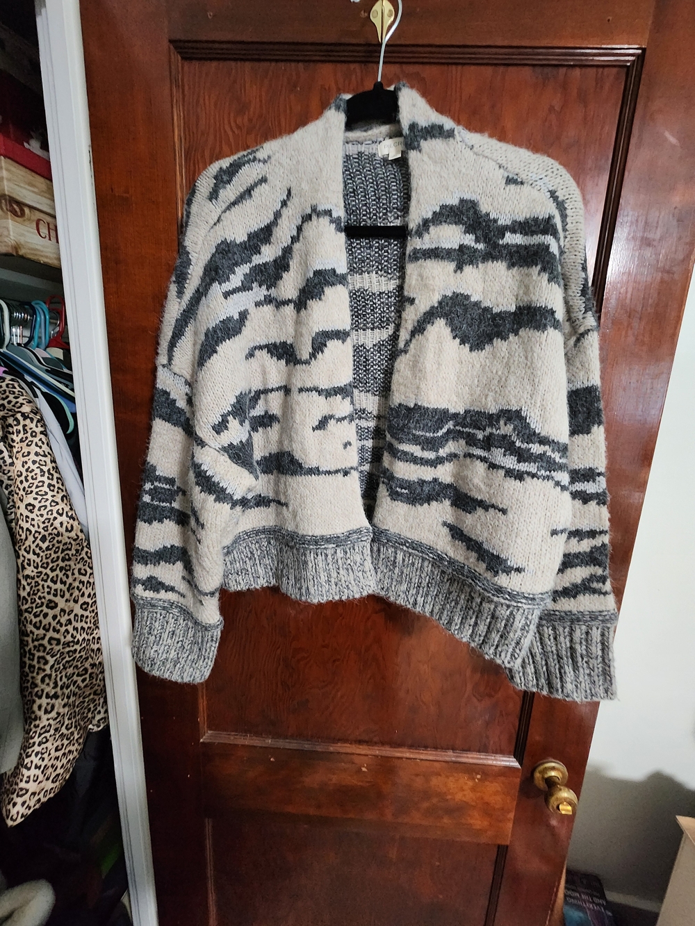 Anthropologie Pilcro Animal Print Cardigan Sweater XS NWT Zebra Tiger Open Front - Picture 2 of 5